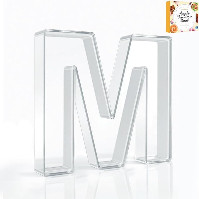 10" Acrylic Charcuterie Letters Fillable Tray, Reusable Alphabet Number Shaped Serving Plates for Charcuterie Board, Display Fruit, Candy, Cake, Party Decor, Birthday, Anniversary（M）