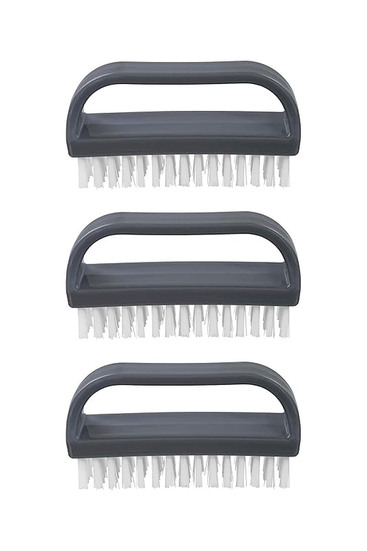 Superio Stiff Nail Brush with Handle 3 Pack Fingernail Scrub Cleaning Brushes for Toes and Nails, All-Purpose Cleaning Brush for Home, Kitchen, Work