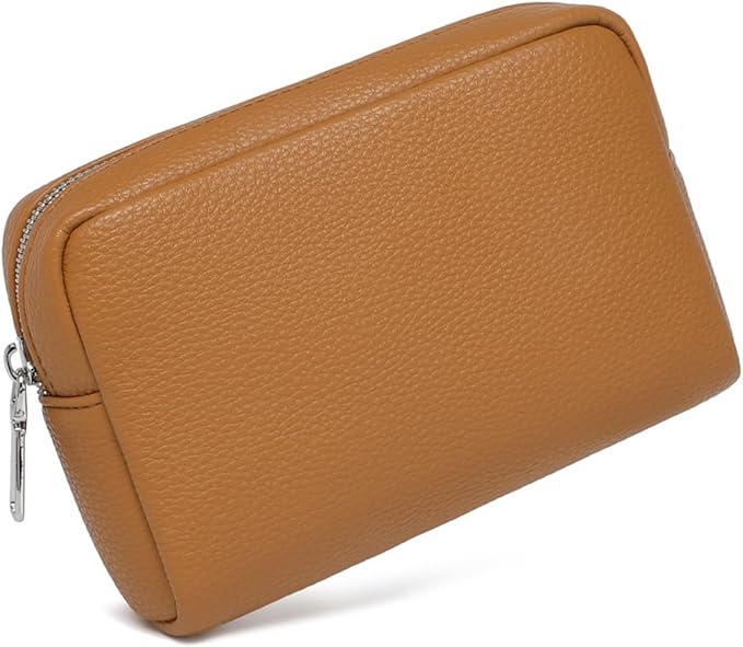 Makeup Bag Large Capacity Women's Classic Black Wash Bag Adjustable Partition Wash Brush and Cosmetic Carrying Bag (Ochre)