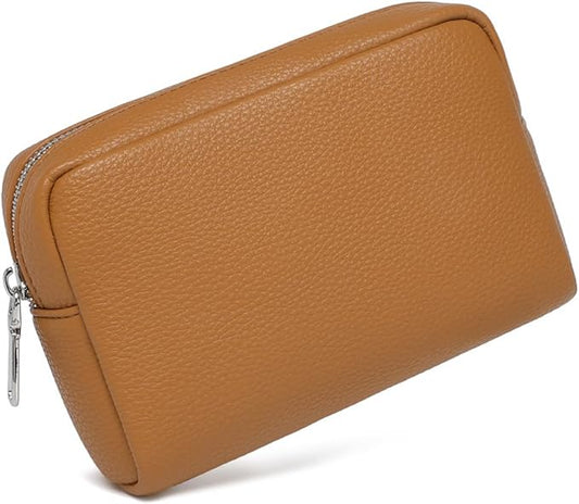 Makeup Bag Large Capacity Women's Classic Black Wash Bag Adjustable Partition Wash Brush and Cosmetic Carrying Bag (Ochre)
