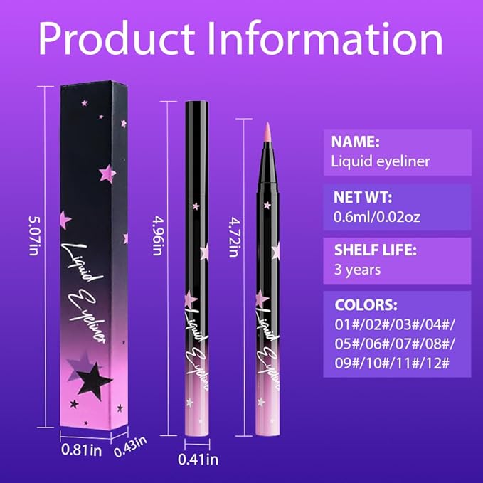 evpct Pink Matte Liquid Eyeliner Waterproof Smudge Proof, Pink Eye Liner Liquid Liner for Face Body Paint, Long-lasting Eyeliner Waterline Thin Quick-dry Eyeliners Pencil Eye Makeup Stay all Day