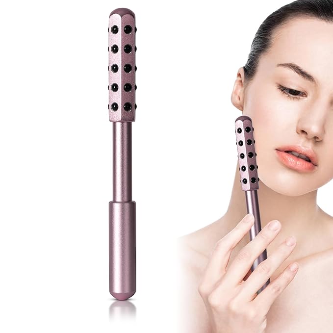 Valentines Day Gifts Germanium Beauty Stone Roller for Uplifting Face Massager Roller for Women/Mom and Girlfriend (Rose Gold)