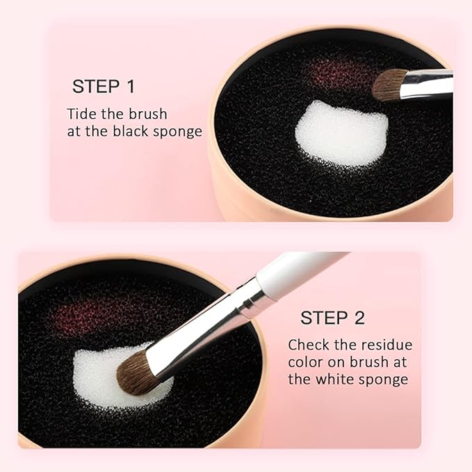 Makeup Brush Cleaner - 4 Pack Color Removal Sponge Brush Cleaner with One Silver Tin and Lid - Stipple Sponge for Quick Color Switch, Travel (Cat)