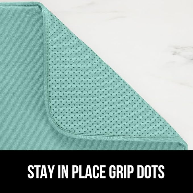 GORILLA GRIP Ultra Water Absorbent Microfiber Dish Drying Mat, 18x32, Quick Dry Thick Mesh, Slip Resistant Pad for Sink Dishes or Under Rack, Kitchen Counter Accessories, Machine Wash Mats, Mint