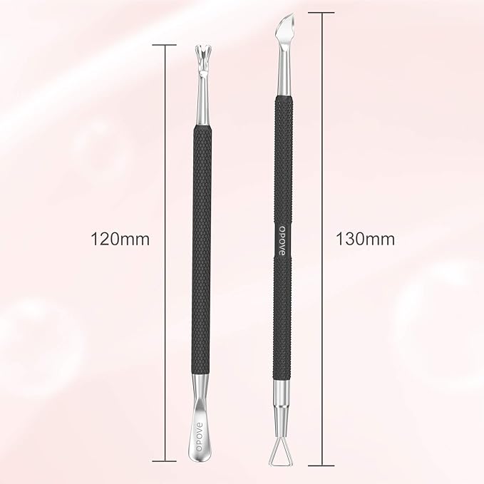 Cuticle Pusher Nail Polish Remover Stainless Steel Manicure Tool Set Gel Nail Polish Peeler Scraper Nail Cleaner Pedicure Kit for Fingernail and Toenail, opove P1, Matter Black…