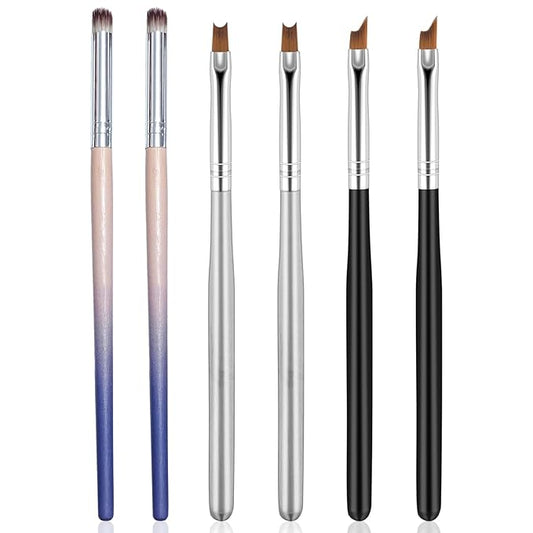 6Pcs Ombre Nail Brush and French Tip Brush, Half Moon Shape French Brush for Nails Acrylic Nail Art Brushes Ombre Nails Painting Pen Brushes French Manicure Brush Nail Tool