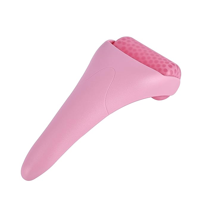 Chikoni 3 in 1 Ficial Face Ice Jade Roller and Gua Sha Tool, Natural Real Jade Anti-Wrinkle Face Eye Neck Massager Tool, Reduce Wrinkles, Puffiness, Migraine, Redness, Pain and Injury，Pink