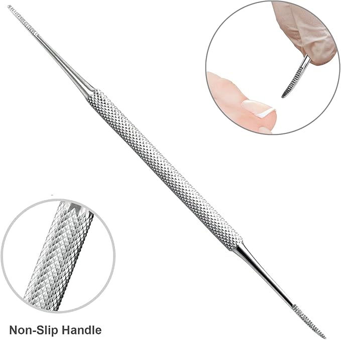 Ingrown Toenail Removal Kit - Under Nail Cleaner Tool Double Ended Nail Lifter & Nail File Cleaning Scooper Curette Tools Trimmer Medical Grade Stainless Steel Manicure Pedicure Nail Care Set by Krisp