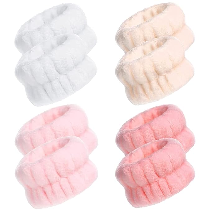 Wrist Bands for Washing Face, Spa Wristbands 8PCS, Microfiber Wrist Towels, Face Wash Wristbands, Absorbent Sweatbands to Prevent Water Spillage Down Arms