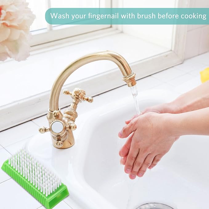 Boao 5 Pcs Hand Scrub Brushes for Nail Cleaning Fingernail Brush Soft Non Disposable Scrub Brush Plastic Hands Nail Cleaning Brushes for Men Women Kids (Green)