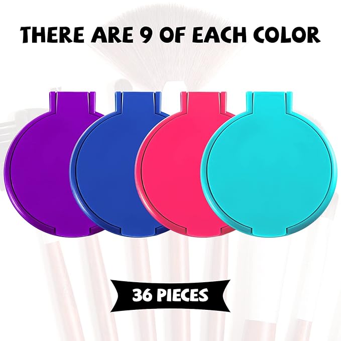 36 Pcs Compact Mirror Bulk Portable Round Makeup Mirror Mini Foldable for Purse Women Travel Daily Use Mother‘s Day Gifts (Pink,Purple,Green,Blue)