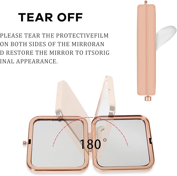 Compact Mirror for Travel, Double Sided 1x/2x Magnifying Portable Pocket Handbag Handheld Foldable Cosmetic Mirror for Women, 2 Pcs，Small Compact Mirror for Purse and Pink Folding Comb