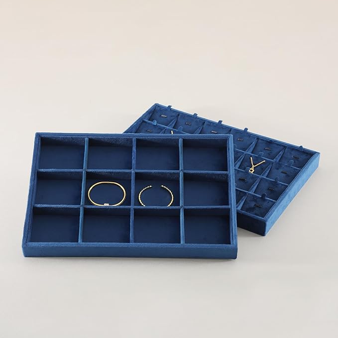 Jewelry Organizer Tray, Velvet Bracelet Display, Premium Jewelry Tray, Luxury Bangle Organizer,Blue Watch Tray
