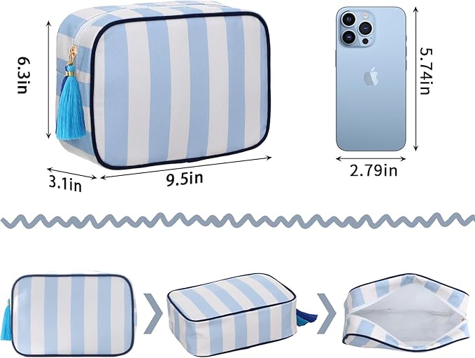 Makeup Bag Travel Cosmetic Bag Organizer Tassel Toiletry Bag Large Canvas Zipper Pouch Mahjong Tile Bag