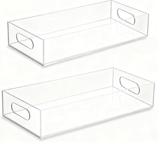 Acrylic Tray 2 PCS Toilet Tank Tray Toiletpaper Basket Back of Toilet Organizer,for Bathroom Organization Clear Decor and Countertop Storage