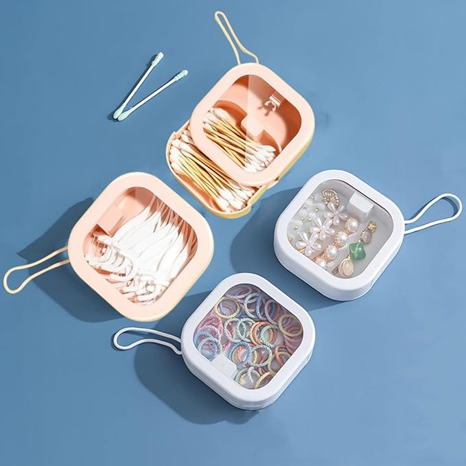 4pcs Hair Tie Organizer,Portable Hair Tie Holder Organizer for Girls, Babby Girl Hair Accessory Organizer for Small Travel Items storage like hair clips,qtips,floss.2pink&2white