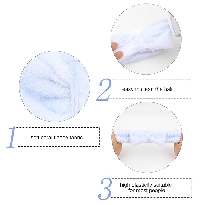 Semato 8 Pcs Blue Spa Headband Bachelorette Party Favor Set Skincare Headbands for Women Gifts and Party Supplies (Blue)