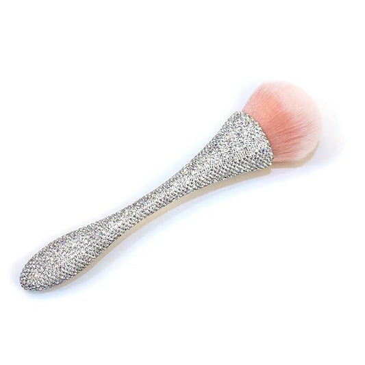 WOKOTO 1pcs White Shiny Rhinestone Nail Art Dust Brushes For Acrylic Nails Powder Remover Brushes Loose Face Cosmetics Blending Liquid Foundation Powder Make Up Brushes Nail Trimming Cleaning Tools