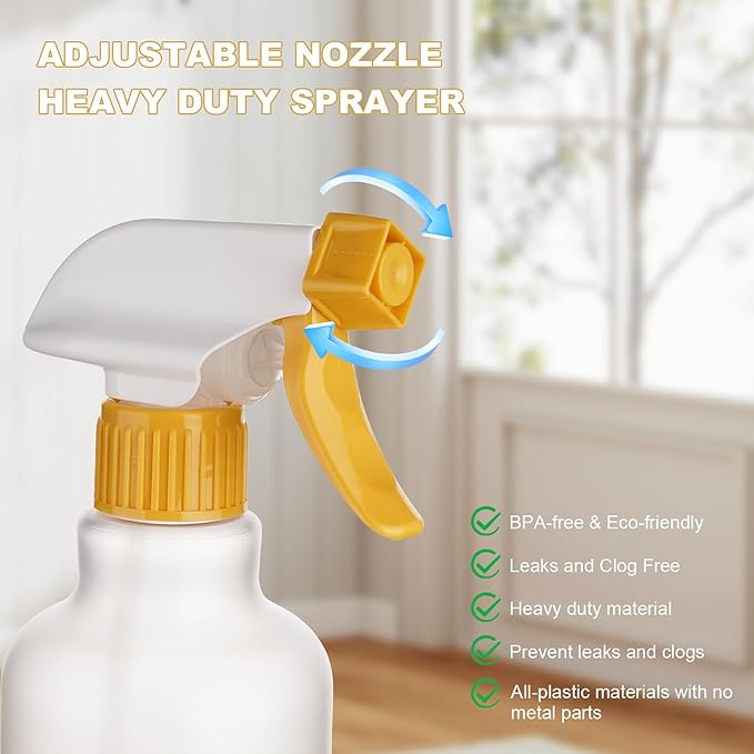 Spray Bottles 16.9oz/500ml Plastic Spray Bottle for Hair Mist/Stream Empty Spray Bottle Heavy Duty Refillable Containers for Cleaning Solutions, Plants Gradient 2 Pack (Yellow)
