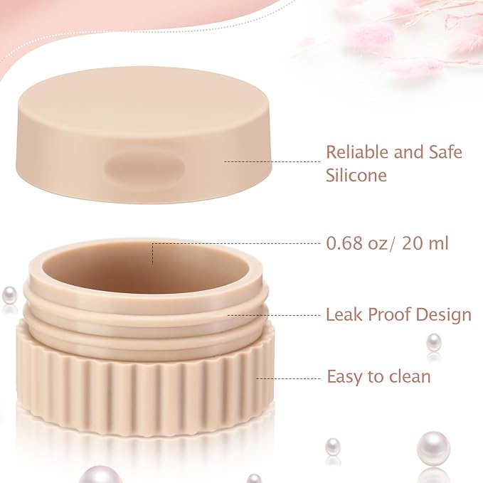 Maxcheck 4 Pcs Travel Containers for Toiletries 0.68 Oz/20 ml Small Silicone Cream Jar with Lid Mini Leakproof Lotion Jar Refillable Travel Cosmetic Container for Face Body Skin Cream (Classic Color)