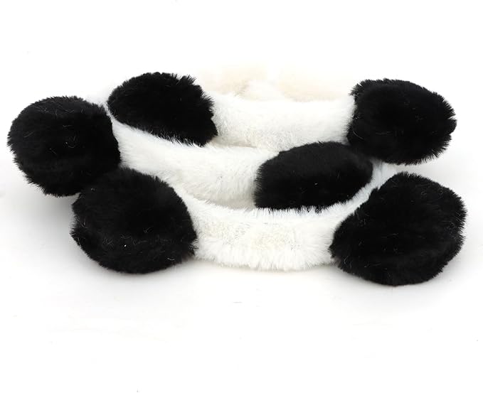 Panda Ears Plush Headbands - Cute Bear Costume for Women and Girls, Black and White Party Animal Accessories, Suitable for Spa, Skincare, and Makeup
