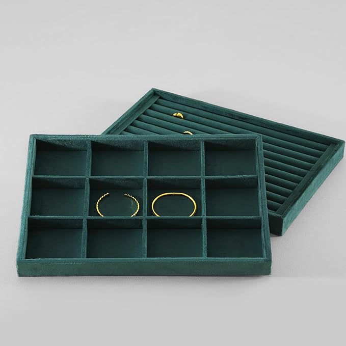 Jewelry Organizer Tray, Velvet Bracelet Display, Premium Jewelry Tray, Luxury Bangle Organizer,Green Watch Tray,Brooch Trays