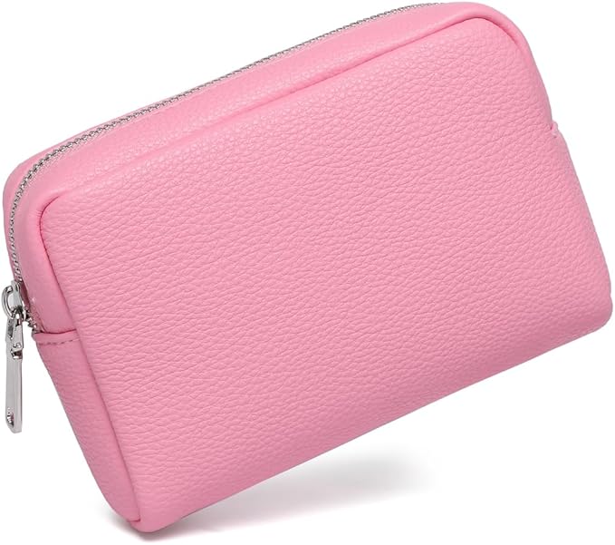 Makeup Bag Large Capacity Women's Classic Black Wash Bag Adjustable Partition Wash Brush and Cosmetic Carrying Bag (PU/Azalea Pink)