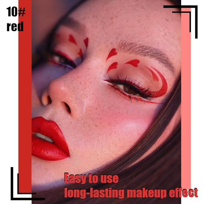 evpct Red Matte Liquid Eyeliner Waterproof Smudge Proof, Red Eye Liner Liquid Liner for Face Body Paint, Long-lasting Eyeliner Waterline Thin Quick-dry Eyeliners Pencil Eye Makeup Stay all Day