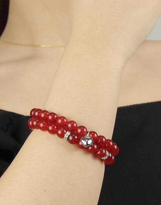 2Pcs Healing Crystal Bracelets for Women Handmade Beaded Bracelet Healing Prayers Crystal 8mm Natural Stone Beads Bracelet Stress Relief Get Well Soon Gifts