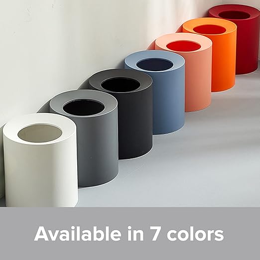 Modern Round Waste Basket - 3.2Gal/12.1L Open Top Trash Bin - Gray Garbage Can with Removable Plastic Bin Liner - Touchless Bathroom Garbage Can or Trash Can for Kitchen - Minimalist Office Trash Can