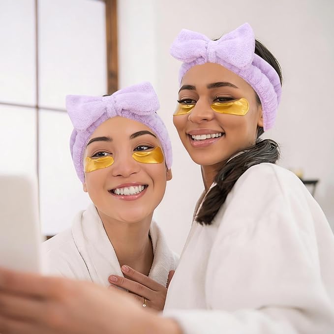 Semato Bachelorette Party Favor Set Bride and Bridesmaid Spa Headband Skincare Headbands for Women Gifts and Party Supplies (Purple)