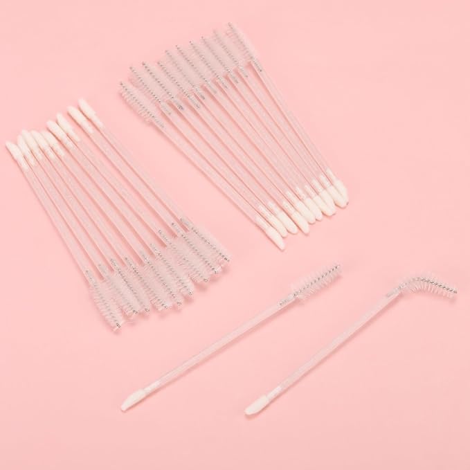 300 Pcs Disposable Mascara Wands Dual Ended Eyelash Brush Lip Brush, Lipstick Applicator Eyebrow Spoolies Brush for Eyelash Extensions - White