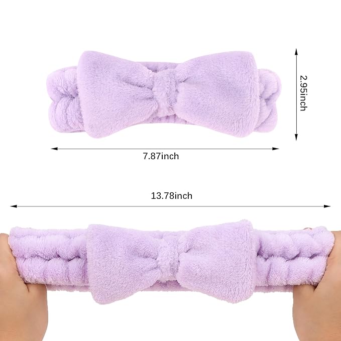 CIEHER 8 Pack White & Purple Spa Headband for Bachelorette Party Favors, Bride Bridesmaid, Bachelorette Gifts for Bride Skincare Makeup Headbands Face Wash Headbands