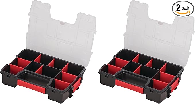 CRAFTSMAN Small Storage Organizer, 10 Compartment, Plastic (CMST14021) (Pack of 2)