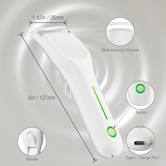 Heated Eyelash Curler, Type-C Rechargeable with 3 Temp Settings & Safe Silicone Pad for Natural Curls, Travel-Friendly (White)