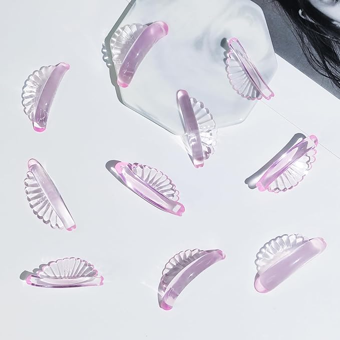 PERMANIA Lash Lift Rods, Self-Adhesive Super Soft 10 Pcs Shell Pink Lash Lift Pads Extreme Eyelash Curler Glueless