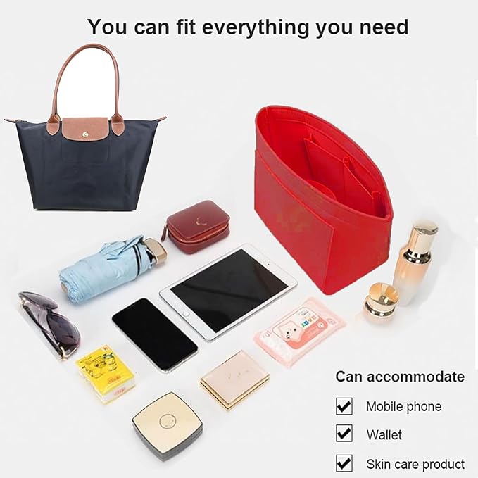 Lckaey bag Organizer Insert for le pliage organizer insert Handbags Organizer1012crimson-S