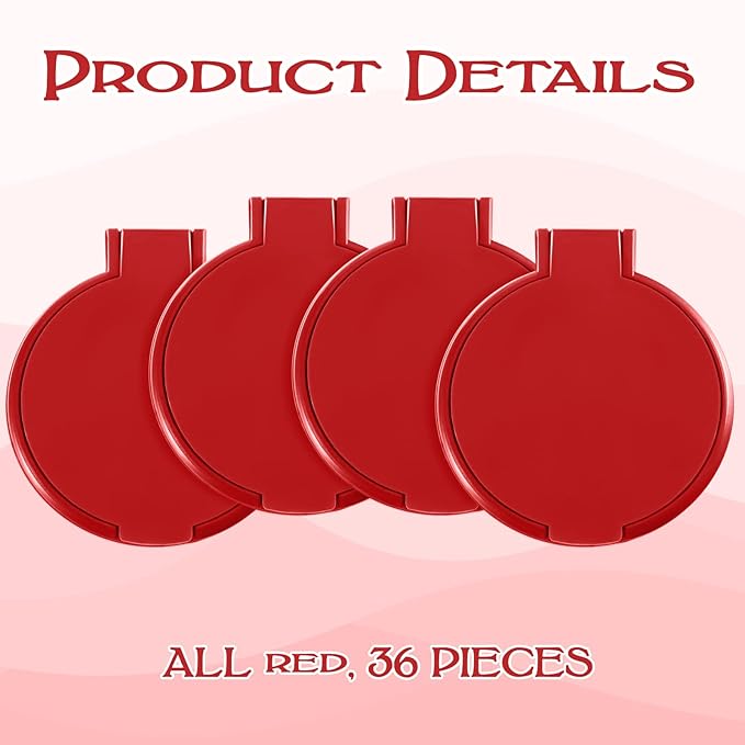 36 Pcs Compact Mirror Bulk Portable Round Makeup Mirror Mini Foldable for Purse Women Travel Daily Use Mother‘s Day Gifts (Red)