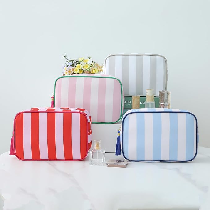Makeup Bag Travel Cosmetic Bag Organizer Tassel Toiletry Bag Large Canvas Zipper Pouch Mahjong Tile Bag