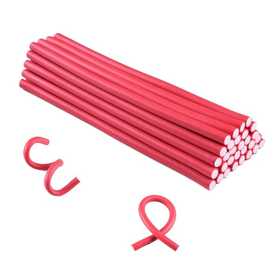 Royota 30PCS 9.45" Hair Curlers Rollers Flexible Curling Rods Set,Heatless Twist Soft Bendy Foam Hair Curls for Long and Short Hair (0.39 x 9.45 Inch, Random Color)