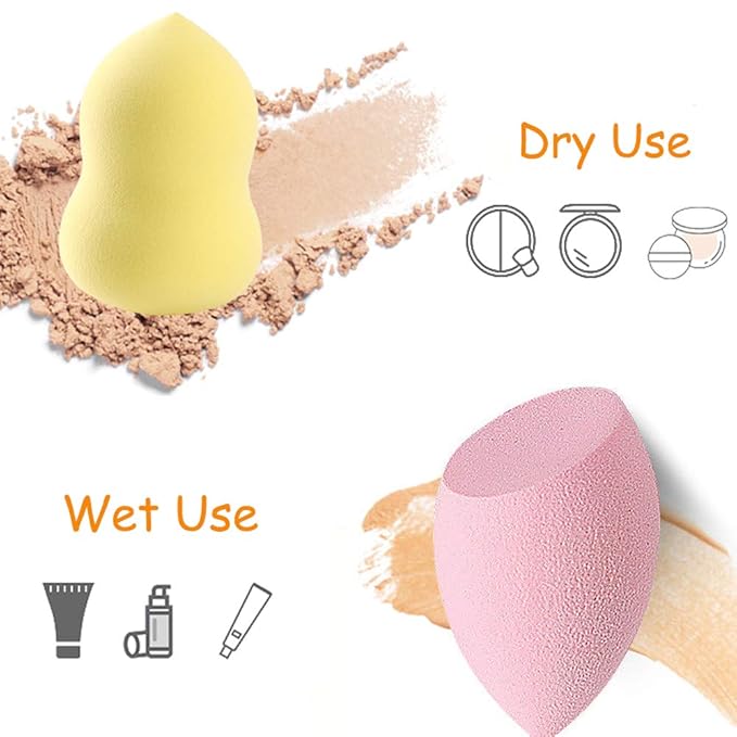 24pcs Makeup Sponge Blender Set - 21 Pcs Latex-Free Vegan Sponges with 3 Pcs Makeup Blender Holder, Beauty Cosmetic Foundation Blending Powder Puff for Liquid Powers BB Cream (Style 1)