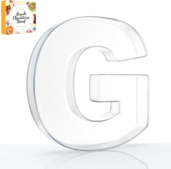 10" Acrylic Charcuterie Letters Fillable Tray, Reusable Alphabet Number Shaped Serving Plates for Charcuterie Board, Display Fruit, Candy, Cake, Party Decor, Birthday, Anniversary（G）