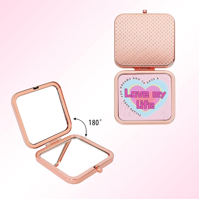 Pocket Mirror for Women, Small Travel Mirror 2X Magnifying, Portable Folding Mini Pocket Mirror for Handbag, Purse, Compact Unique Gift for Sister Friend Mom Wife