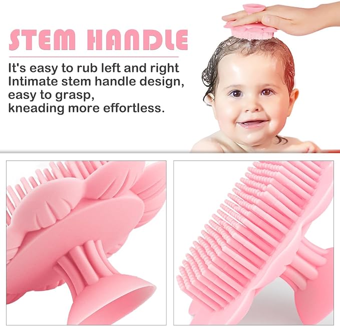 Baby Hair Scalp Massage Shampoo Brush with Soft Baby Bath Brush Silicone Massage Brush for All Hair Kid Newborn Toddler（）
