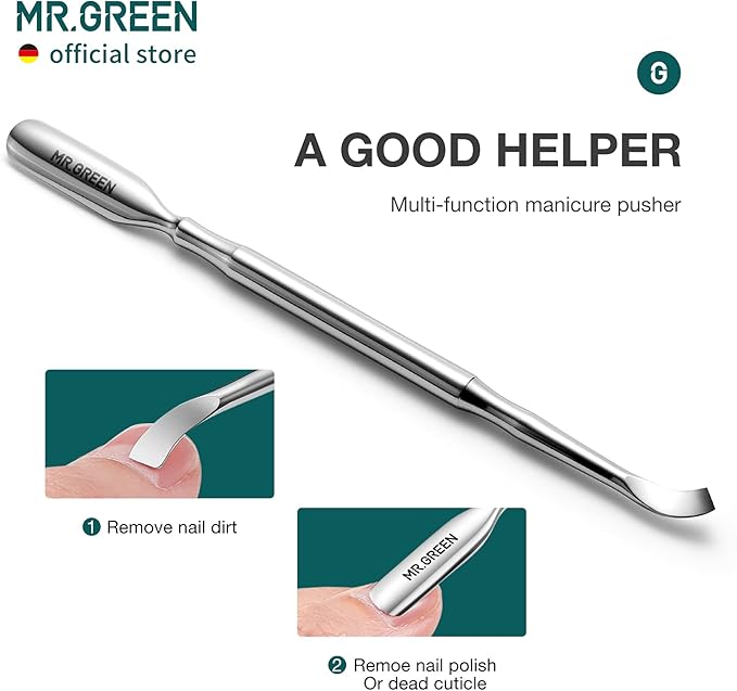 MR.GREEN Cuticle Nippers Nail Manicure Scissors Cuticle Clippers Trimmer Dead Skin Remover Stainless Steel Cutters Beauty Tool With Pusher (Mr-1028+Pusher)