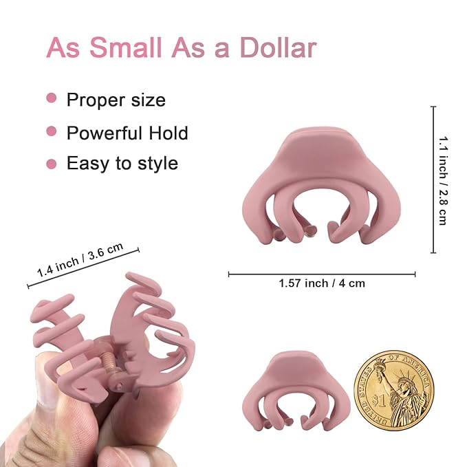 Small Hair Clips for Women Girls Kids, Tiny Hair Claw Clips for Thin/Medium Thick Hair, 1.5 Inch Mini Hair Jaw Clips Matte Octopus Clip Nonslip Spider Clip with Gift Box (Pack of 10 Colors)