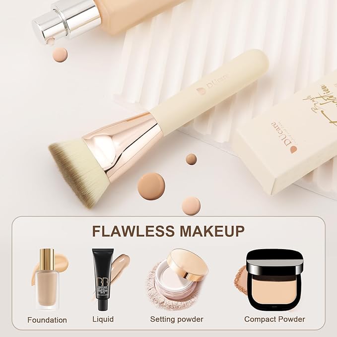 DUcare Foundation Brush for Liquid Makeup, Flat Top Kabuki Brush Buffing Blending Mineral Powder Large Makeup Face Brush