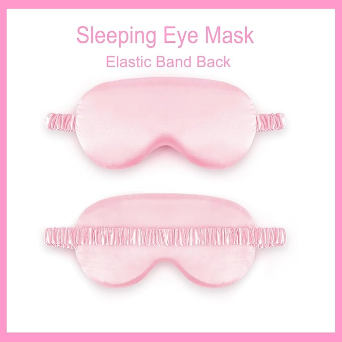 Heatless Curls Overnight Hair Curlers with Satin Pillowcase for Hair and Skin Queen Set, Sleeping Bonnet Eye Mask and Face Massager, 12pcs Hair Styling Tools Set for Sleeping(Pink)
