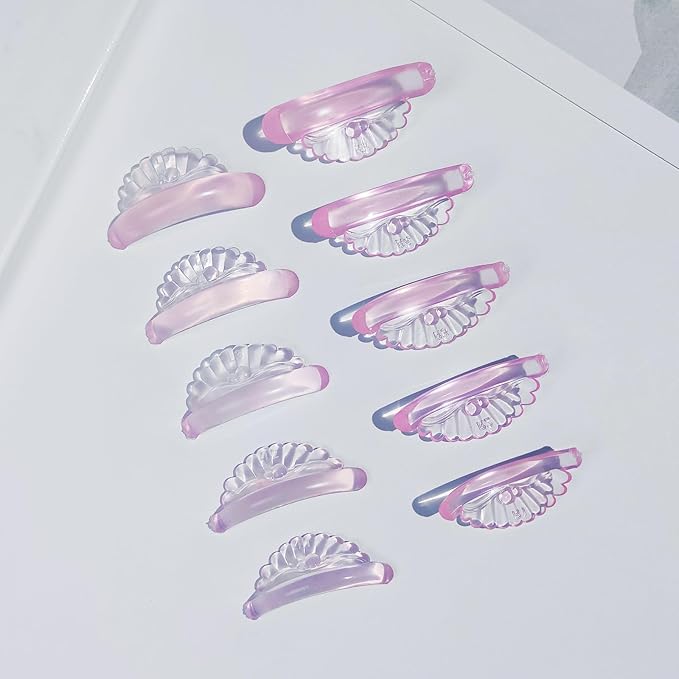 Libeauty Lash Lift Pads 10 Pcs/5 Sizes New Shell Shape Lash Lift Rods Reusable Silicon Lash Lift Shields DIY Use at Home or Salon Eyelash Lift Tools