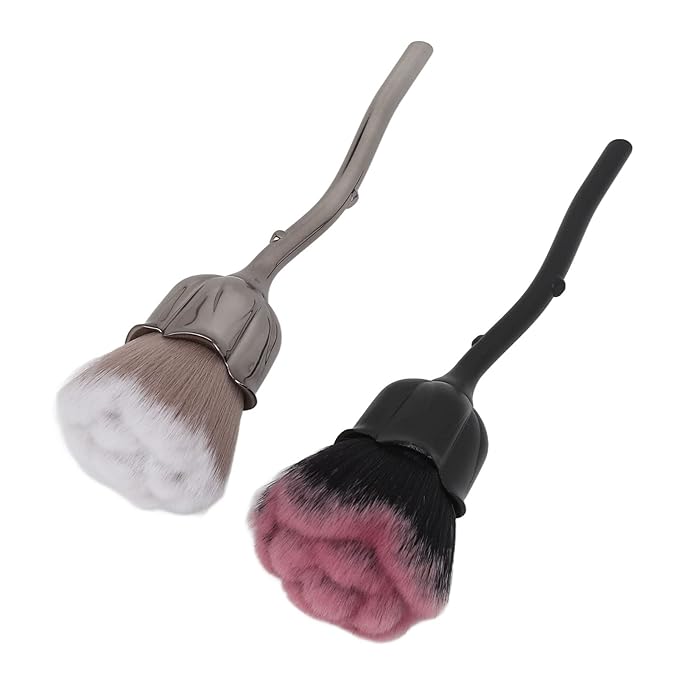 Rose Makeup Brush 2Pcs Soft Nail Dust Brush Face Powder Blush Brush for Daily Makeup and Manicure